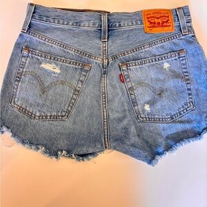 Levi's Light Blue Distressed Denim Cutoff Shorts